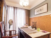 中式古典清新90平米二居室書(shū)房吊頂裝修效果圖