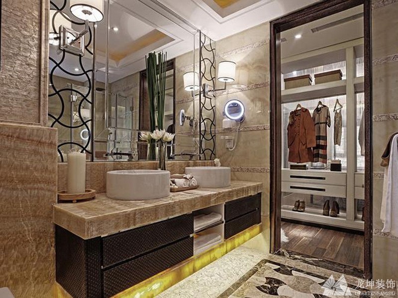 中式雅致唯美120平米三居室衛生間浴室柜裝修效果圖