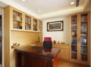 中式禪意雅致120平米復(fù)式書房背景墻裝修效果圖