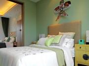 雅致現(xiàn)代中式風(fēng)格100平米復(fù)式兒童房背景墻裝修效果圖