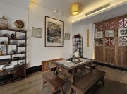 精致古典中式90平米復(fù)式餐廳背景墻裝修效果圖