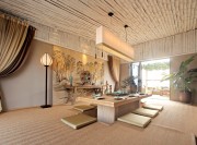 雅致現(xiàn)代中式風(fēng)格100平米復(fù)式客廳背景墻裝修效果圖