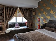 精致古典中式90平米復(fù)式臥室背景墻裝修效果圖