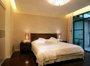 中式簡約雅致100平米復(fù)式臥室背景墻裝修效果圖