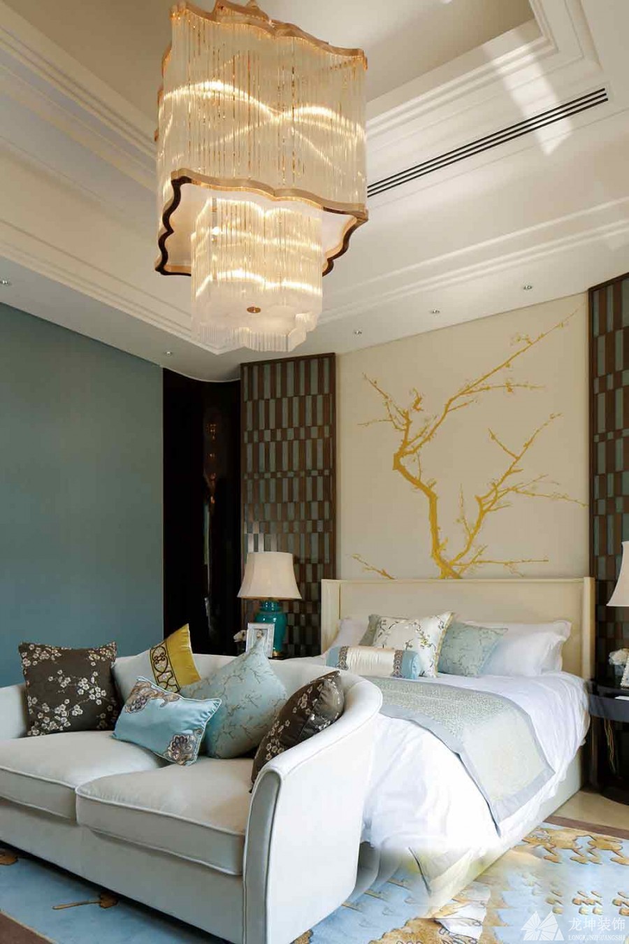 優雅大氣中式風格300平米別墅臥室吊頂裝修效果圖