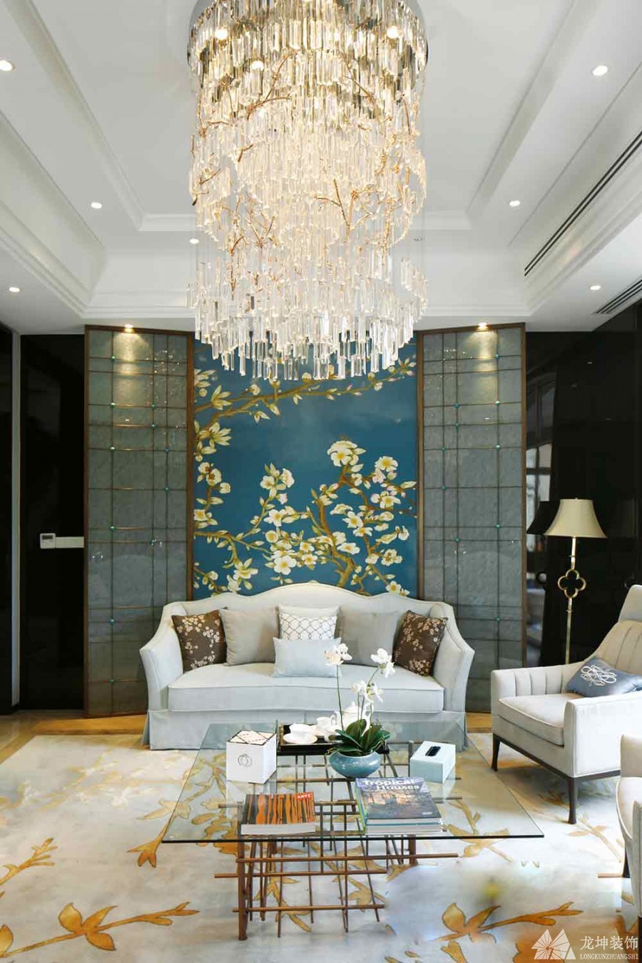 優雅大氣中式風格300平米別墅客廳吊頂裝修效果圖