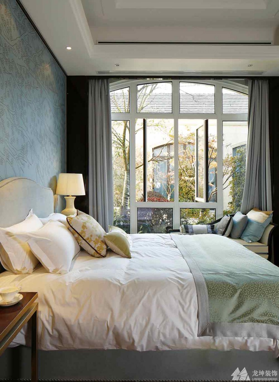 優雅大氣中式風格300平米別墅臥室窗戶裝修效果圖