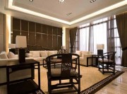 文雅藝術中式風格300平米別墅客廳背景墻裝修效果圖