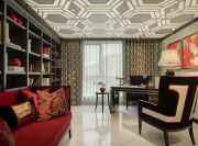 古樸雅致中式風格300平米別墅書房吊頂裝修效果圖