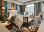 古樸雅致中式風格300平米別墅臥室背景墻裝修效果圖