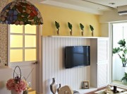 雅致鄉村田園風格70平米一居室客廳電視背景墻裝修效果圖