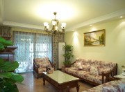 溫馨法式田園風格60平米一居室客廳背景墻裝修效果圖