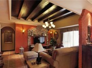 清新雅致田園風格90平米二居室客廳電視背景墻裝修效果圖