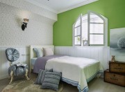 現(xiàn)代水色田園風(fēng)格90平米二居室兒童房背景墻裝修效果圖