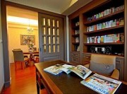 暖黃溫馨田園風(fēng)格90平米二居室書房背景墻裝修效果圖