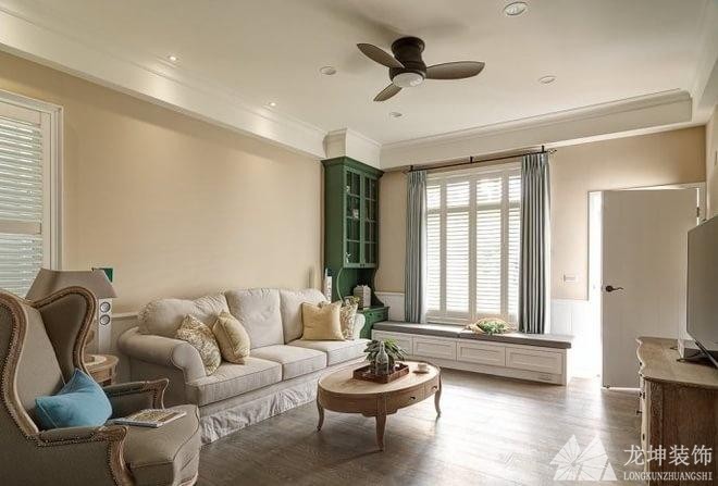 自然清新田園風格100平米復式客廳背景墻裝修效果圖