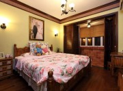 碎花裝飾田園風格85平米二居室臥室背景墻裝修效果圖