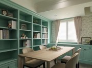 自然清新田園風格100平米復式書房背景墻裝修效果圖