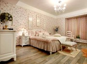 濃郁清新田園風(fēng)格90平米二居室臥室背景墻裝修效果圖