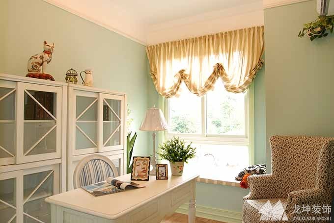 精美田園風(fēng)格80平米二居室書(shū)房背景墻裝修效果圖