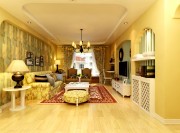 寧靜溫馨田園風(fēng)格90平米二居室客廳吊頂裝修效果圖