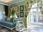 溫馨愜意美式田園風(fēng)格100平米二居室客廳背景墻裝修效果圖