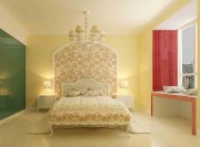 氣質簡歐田園風格110平米三居室臥室背景墻裝修效果圖