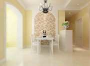 氣質簡歐田園風格110平米三居室餐廳背景墻裝修效果圖