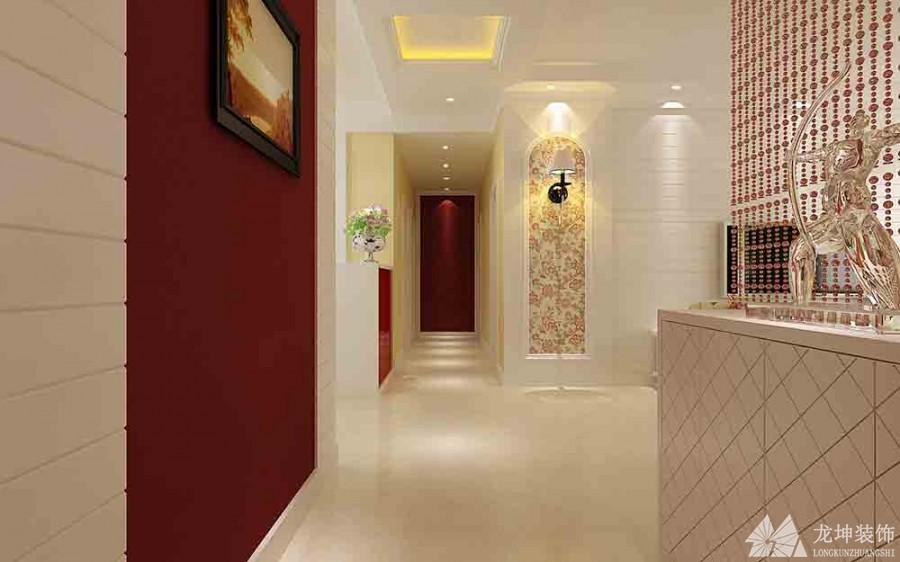 氣質簡歐田園風格110平米三居室玄關過道裝修效果圖