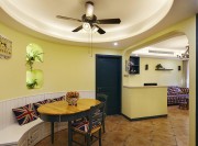 淡雅清新田園風(fēng)格90平米二居室餐廳吊頂裝修效果圖