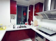 簡(jiǎn)約清新田園風(fēng)格100平米三居室廚房櫥柜裝修效果圖