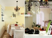 溫馨雅致田園風格100平米三居室餐廳背景墻裝修效果圖