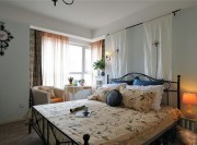 溫馨精致地中海風格50平米三居室臥室背景墻裝修效果圖