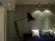 藍色魅力簡約風(fēng)格90平米二居室客廳背景墻裝修效果圖