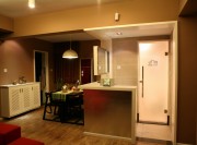 深沉雅致現(xiàn)代簡約80平米二居室餐廳吊頂裝修效果圖