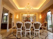 清甜唯美田園風(fēng)格80平米復(fù)式餐廳吊頂裝修效果圖