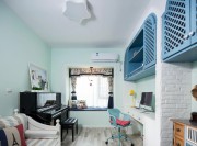 清新浪漫地中海風格90平米二居室書房背景墻裝修效果圖