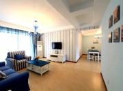 清新雅致地中海風格100平米二居室客廳電視背景墻裝修效果圖