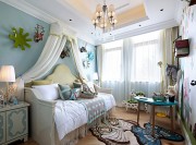 清新飄逸地中海風格120平米三居室兒童房背景墻裝修效果圖