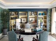 清新飄逸地中海風格120平米三居室書房背景墻裝修效果圖