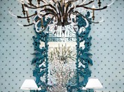 清新飄逸地中海風格120平米三居室餐廳背景墻裝修效果圖