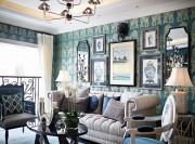 清新飄逸地中海風格120平米三居室客廳背景墻裝修效果圖