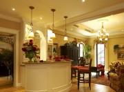 現(xiàn)代美式田園風格240平米別墅客廳吧臺裝修效果圖