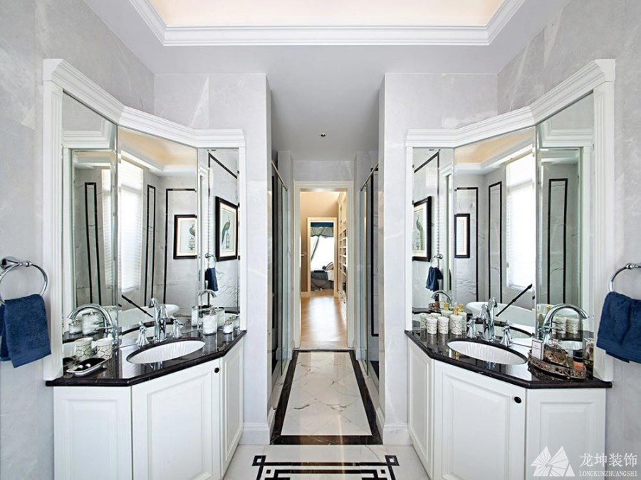 清新飄逸地中海風格120平米三居室衛生間浴室柜裝修效果圖