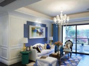 樸實(shí)精致地中海風(fēng)格130平米三居室客廳背景墻裝修效果圖