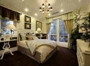 歐式雅致田園風格240平米別墅臥室吊頂裝修效果圖