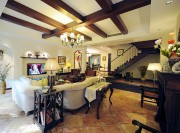 隨性別致美式風格110平米三居室客廳電視背景墻裝修效果圖