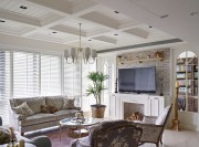 美式鄉村100平米三居室客廳電視背景墻裝修效果圖