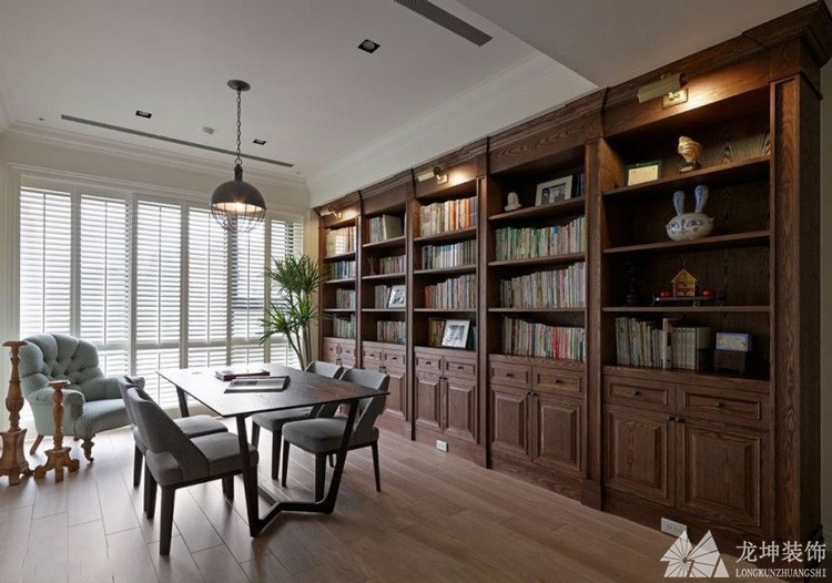 美式鄉村100平米三居室書房吊頂裝修效果圖