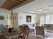 美式鄉村100平米三居室餐廳吊頂裝修效果圖